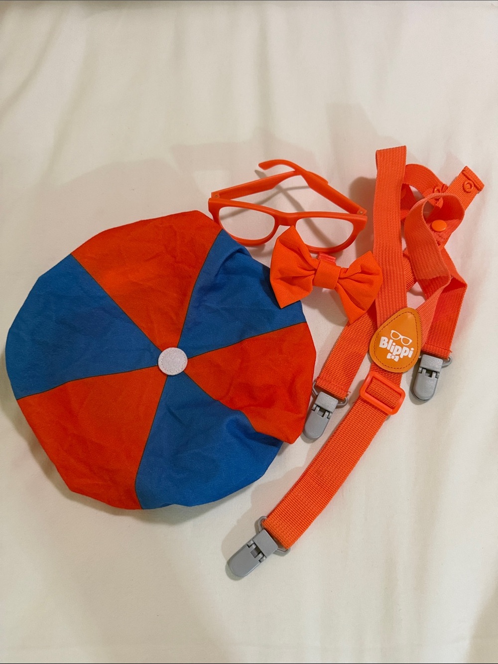 🚙 Blippi Orange & Blue Kids Beret Hat and Accessories Set